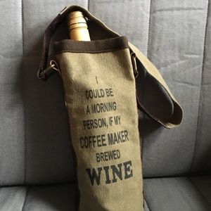 Mona B canvas wine tote carrier bag brown